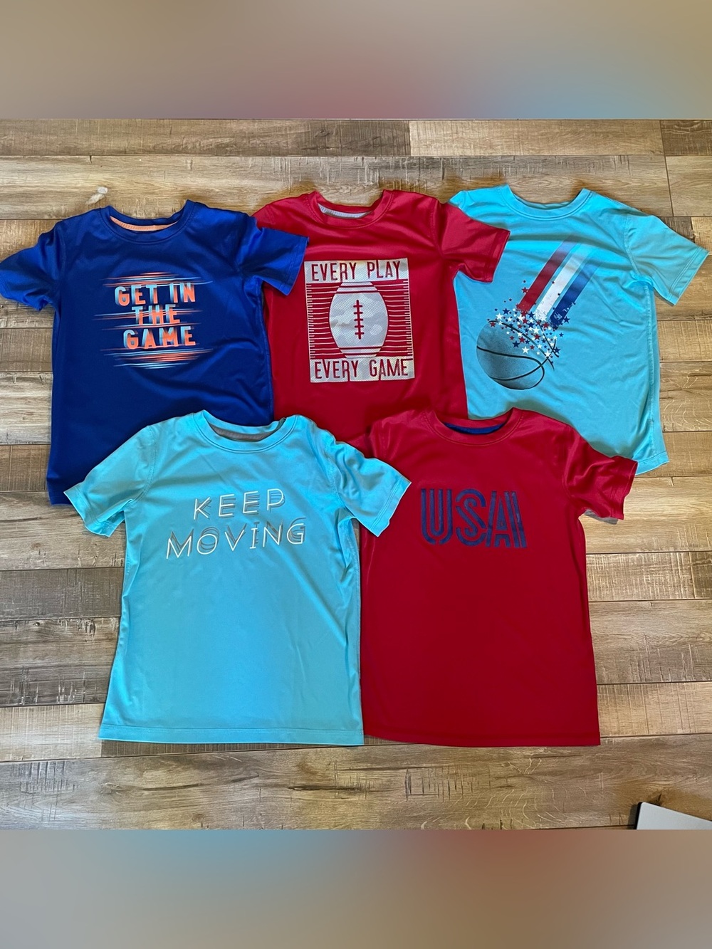 All in Motion Boys S 6/7 Athletic Shirts Lot 5 Performance Sports T Shirts